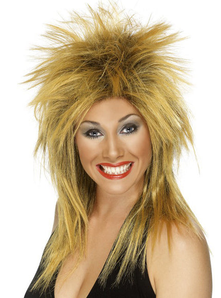Perruque années 80 rockeuse femme