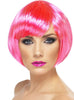 Perruque rose fluo bob avec frange