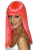 Perruque glamour rose fluo avec frange