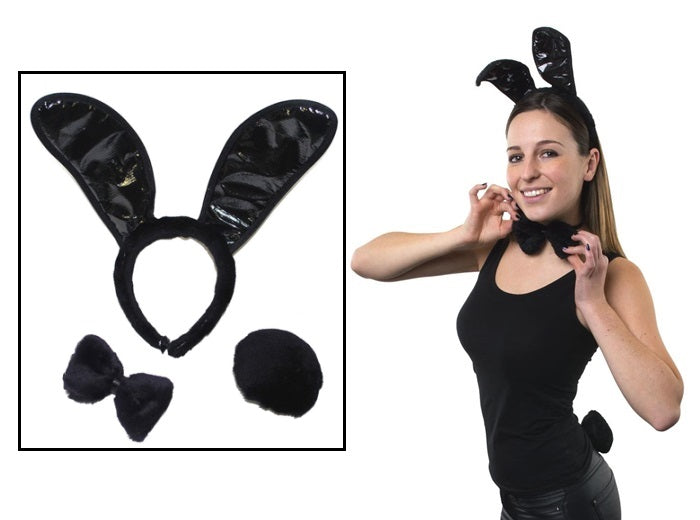 set déguisement lapin bunny''s noir 3pcs
