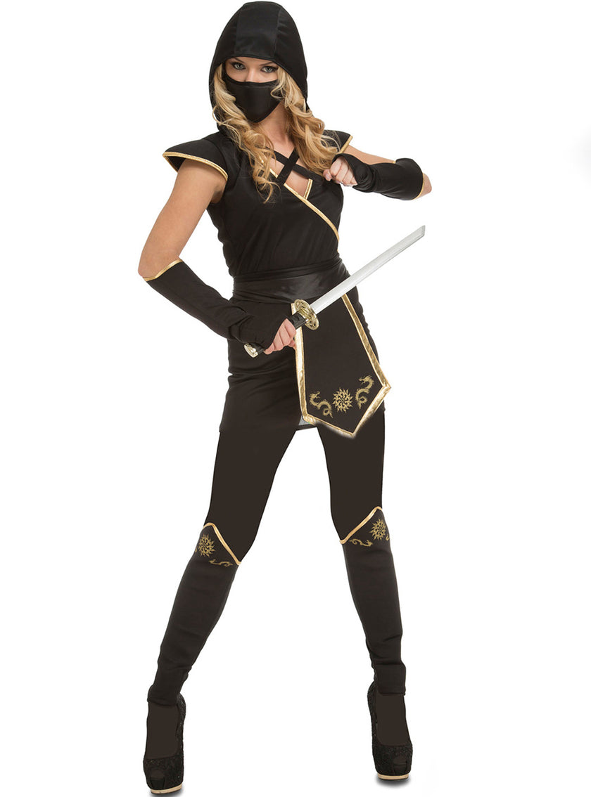Déguisement ninja apeurée femme