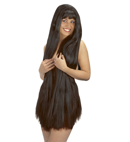 Perruque noire extra longue