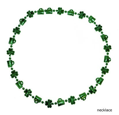 collier avec motifs trèfles & canettes saint patrick vert