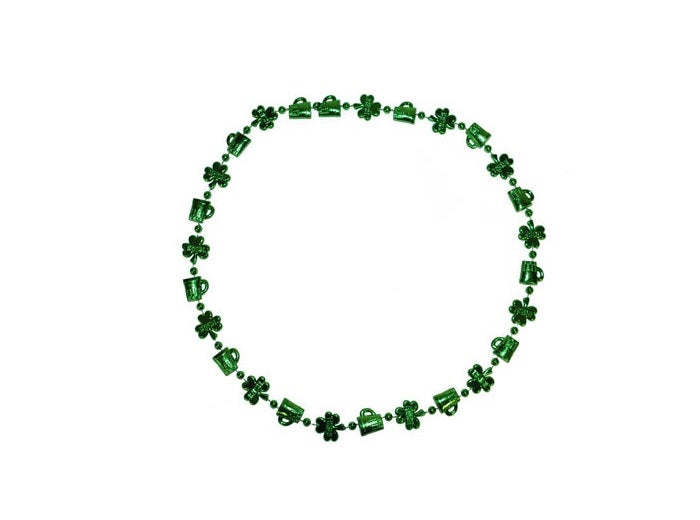 collier avec motifs trèfles & canettes saint patrick vert