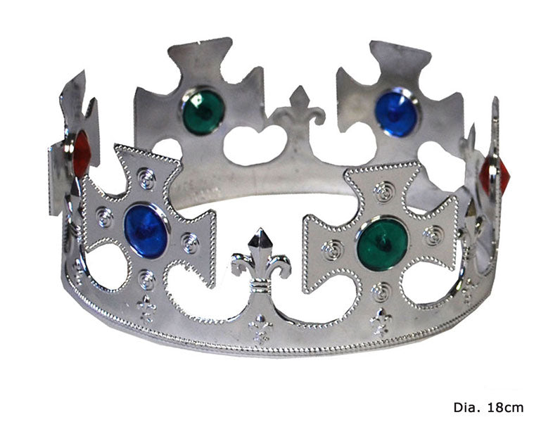 couronne avec croix et incrustations pierres argent