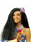Perruque hawaïenne noire orchidée