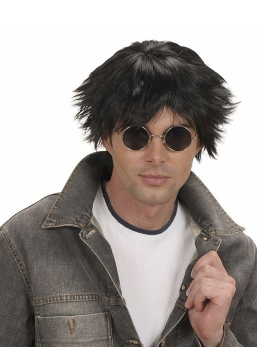 Perruque noire 60's homme