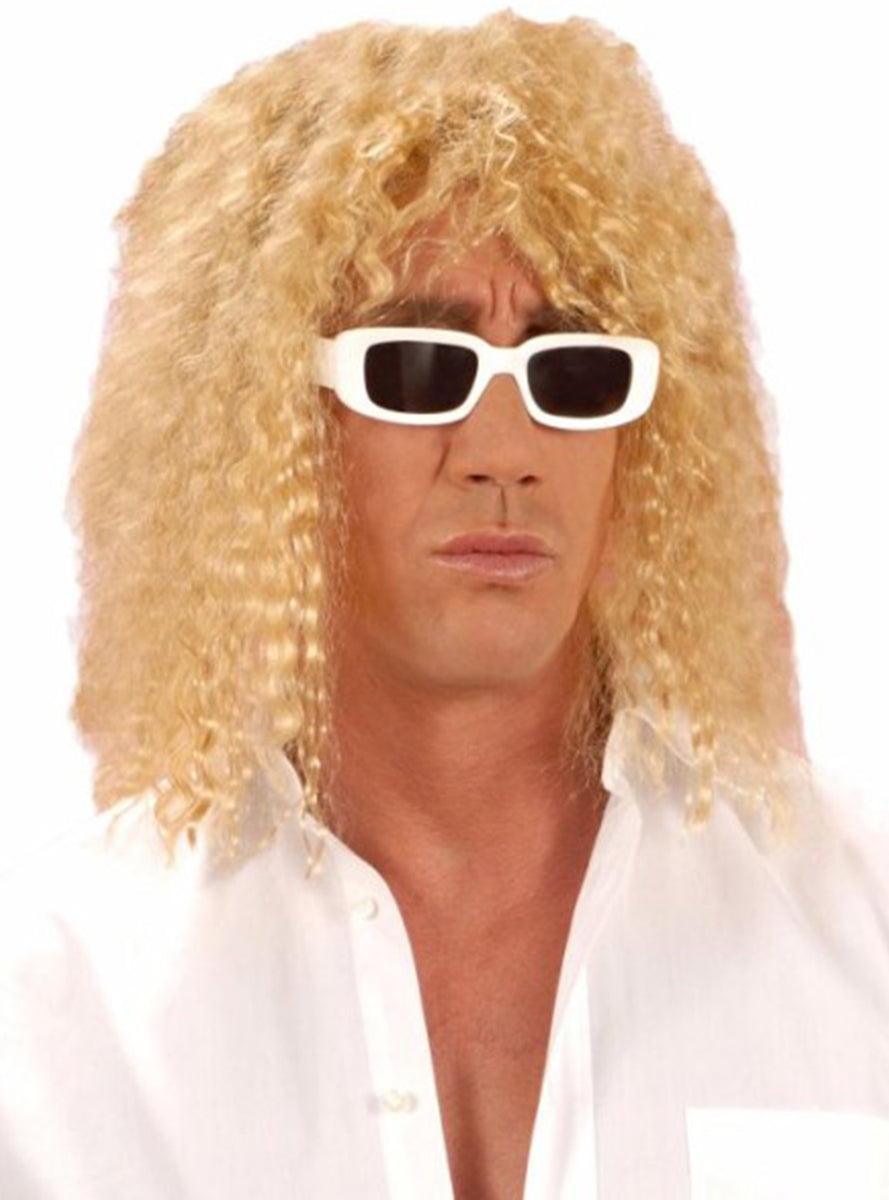 Perruque blonde frisée homme