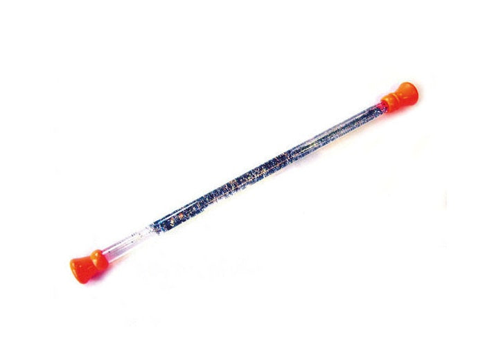 bâton majorette paillettes avec liquide bouts oranges 50cm
