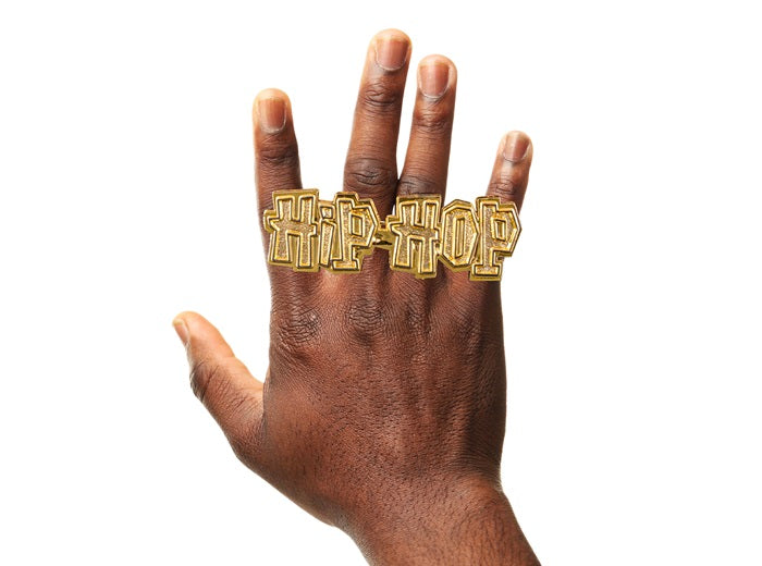 bague motif hip hop or adulte 9.5x3.5cm