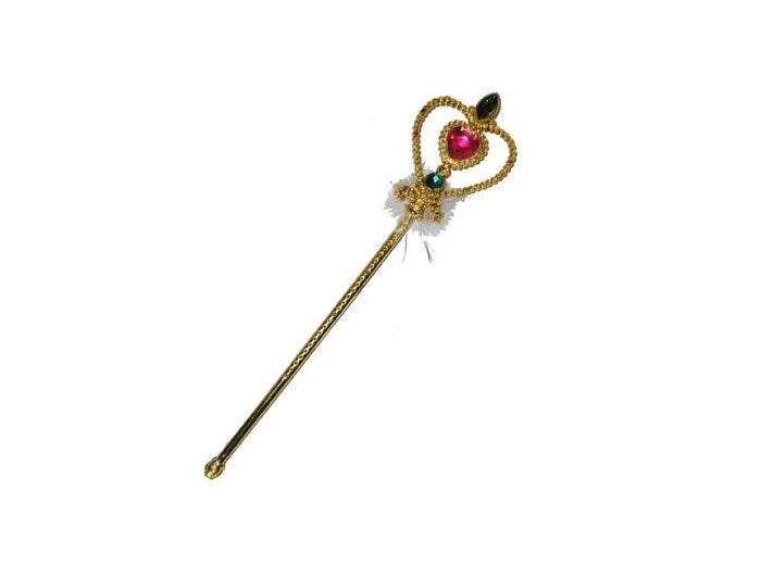 baguette de fée coeur et pierres 32cm argent