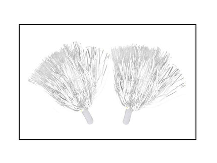 paire de pompons pom pom girl avec poignée blanc métal