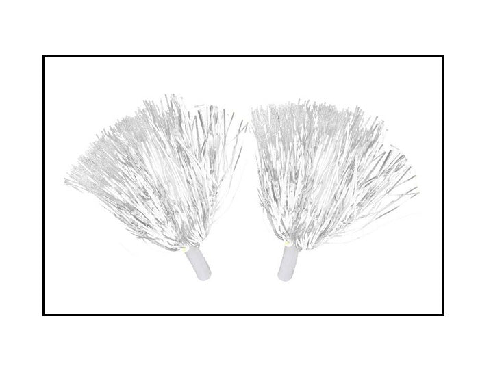 paire de pompons pom pom girl avec poignée blanc métal