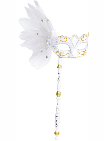 Masque vénitien blanc avec branche