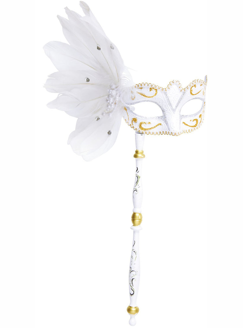 Masque vénitien blanc avec branche