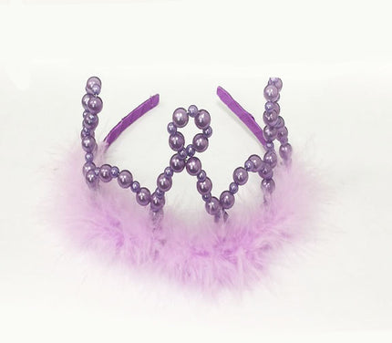 diadème de princesse perles avec fourrure violet