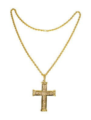 collier métallique croix doré 8cm