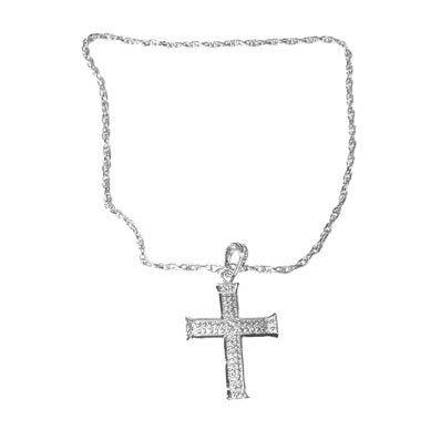 collier métallique croix argent