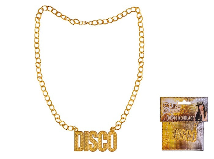 collier métallique doré disco