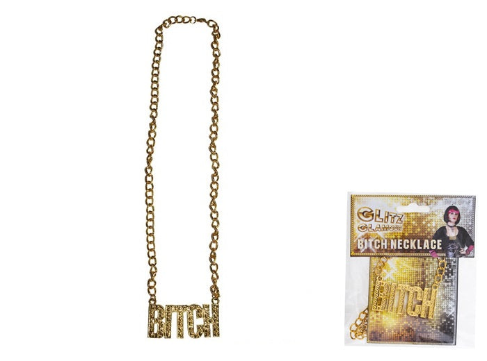 collier métallique bitch doré