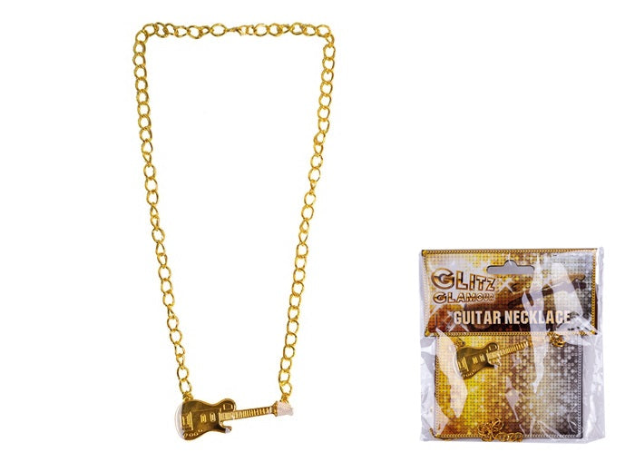 collier métallique doré guitare