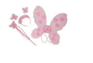 set ailes de fée papillon rose 3pcs