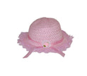 chapeau de paille pour enfant raphia et dentelles rose