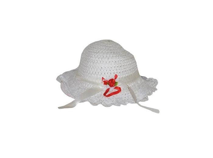 chapeau de paille pour enfant raphia et dentelles blanc