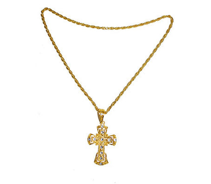 collier croix métal doré