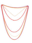 collier boules de couleurs 72cm or