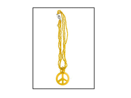 collier peace & love jaune 27cm