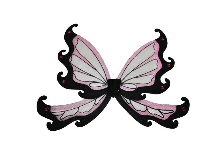 ailes de fée papillon à paillettes rose & noir