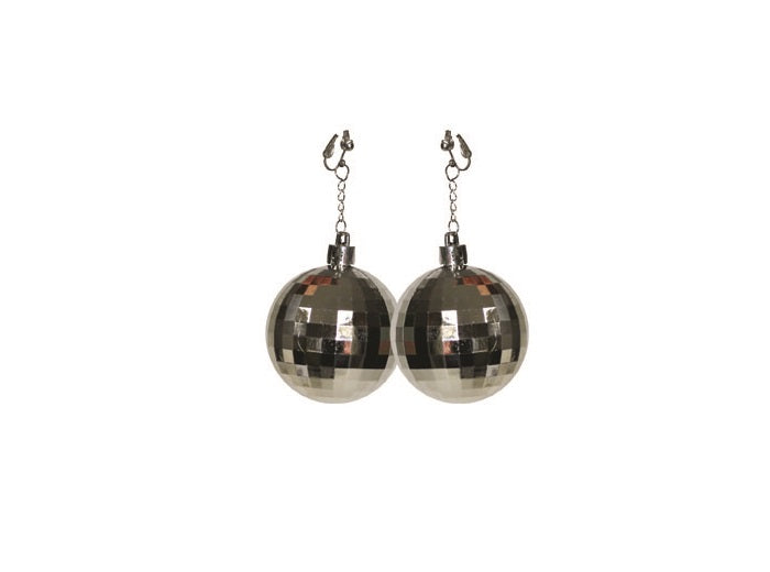 boucles d''oreilles boules à facettes argent