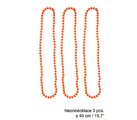 lot de 3 colliers de perles en plastique néon orange