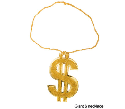 collier dollar or géant effet paillettes 23cm