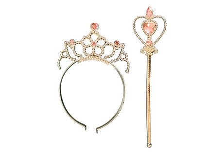 set de princesse enfant argent et pierres rose 2pcs