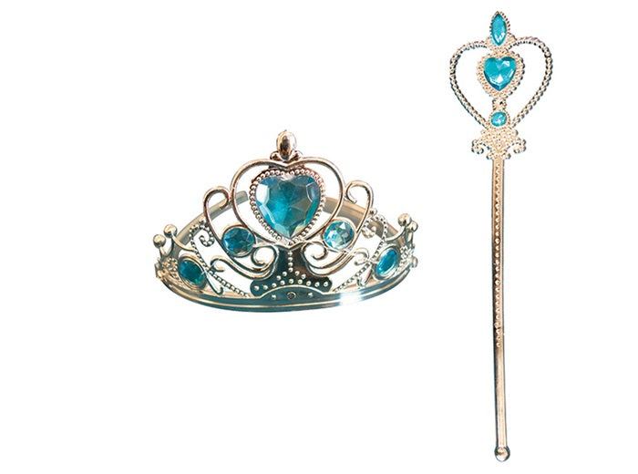 set de princesse enfant argent et pierres bleu 2pcs
