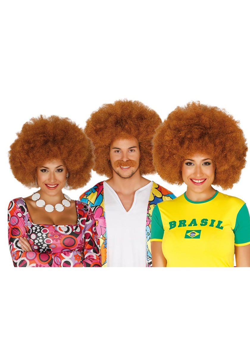 Perruque afro châtain