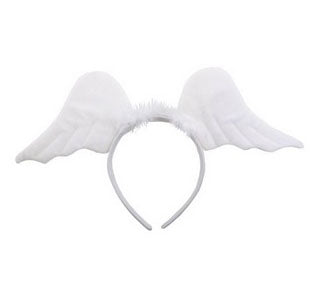 serre-tête ailes d''ange blanc avec fourrure