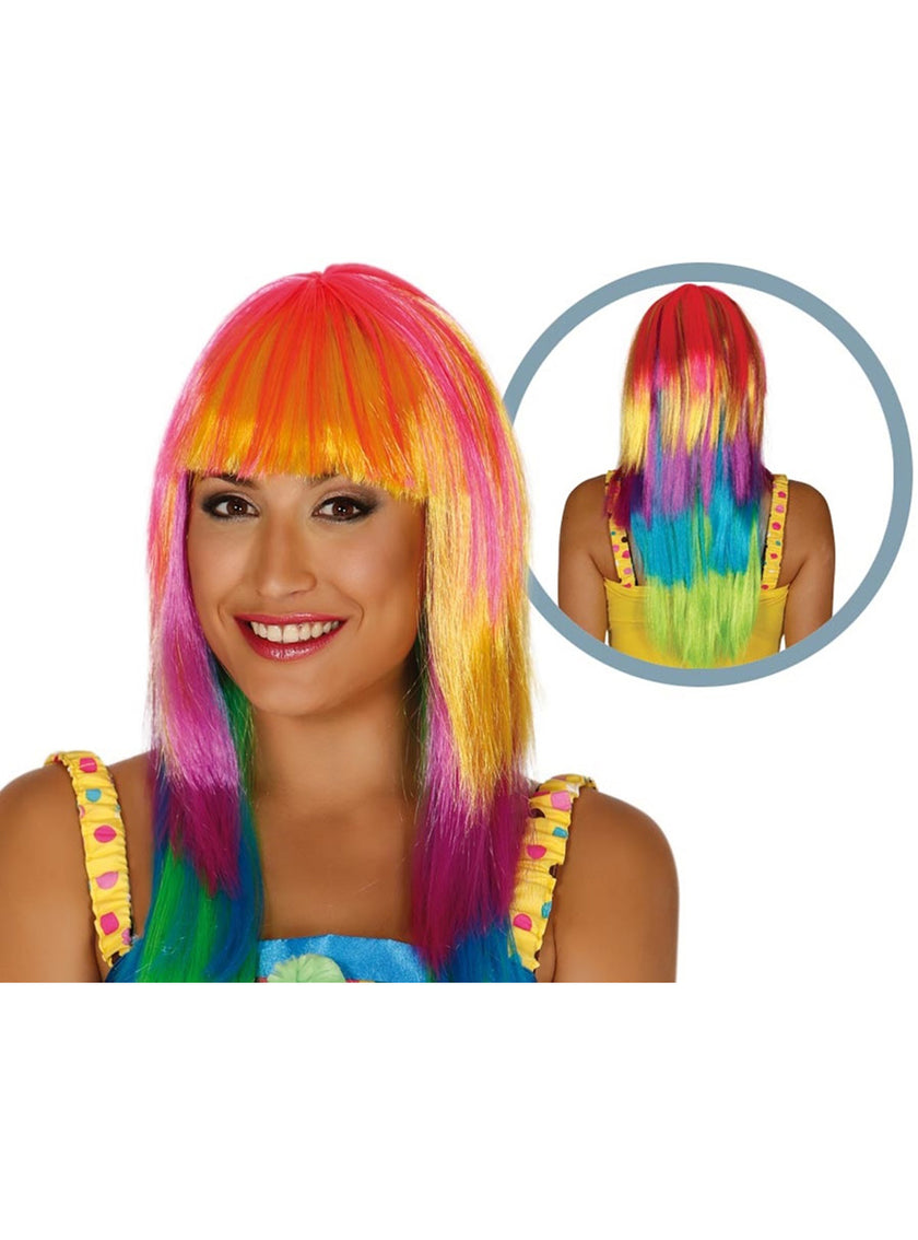 Perruque arc-en-ciel femme