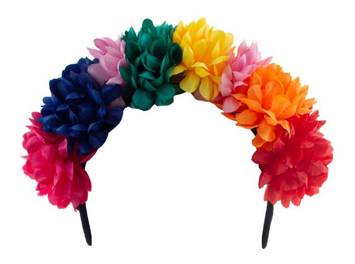 serre-tête avec fleurs multicolores jour des morts