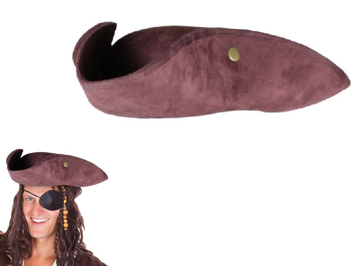 chapeau tricorne simili cuir marron adulte