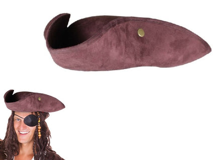 chapeau tricorne simili cuir marron adulte