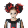 Chignons de clown noirs et rouges femme