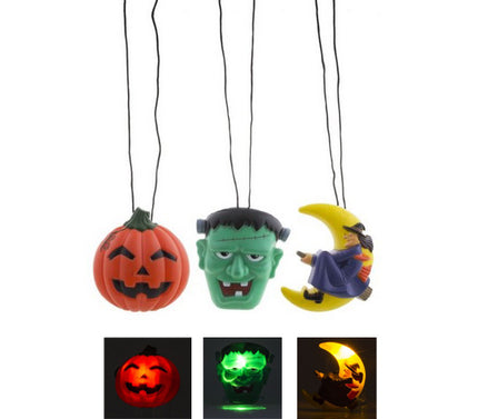 collier pendentif lumineux led halloween mix 13cm