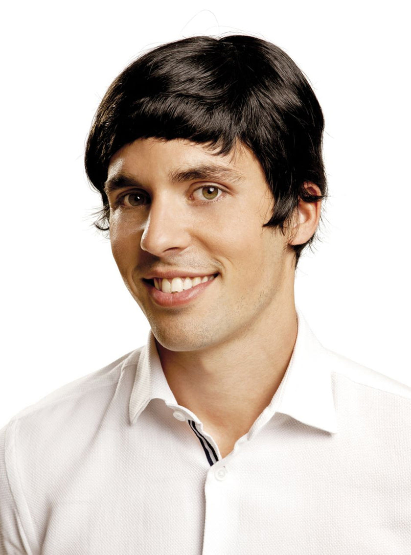 Perruque noire années 60 homme