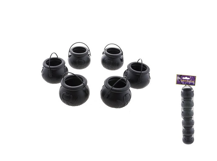 lot de 6 chaudrons noir de sorcière avec anse 7x5cm