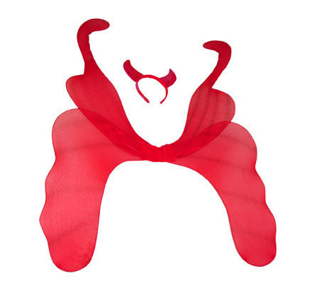 set déguisement diable serre-tête et ailes rouge adulte 2pcs