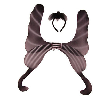 ailes de fée papillon & diadème noir 98cm