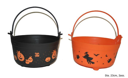 chaudron halloween orange/noir 23cm